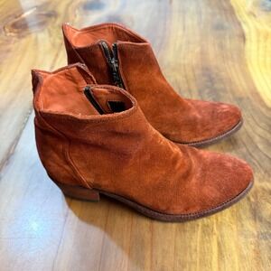 Pantanetti Women's Suede Ankle Boots 37.5 -7 - Red Zip EUC